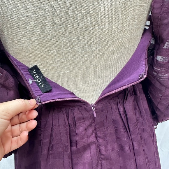 Storia Monochromatic Plaid Baby Doll Mini Purple Dress Size Small - Picture 11 of 14